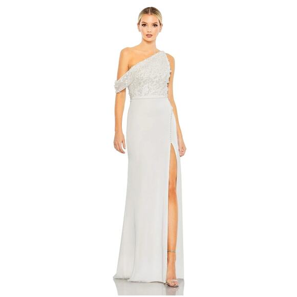 Mac Duggal [ 12 ]‎ Ivory Drop Shoulder Embellished Bodice Evening Gown  11264 - Picture 2 of 15
